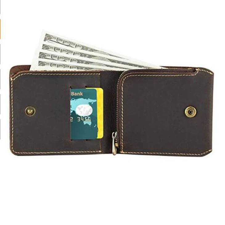 Leather Vintage Coin Purse With Bill Pocket