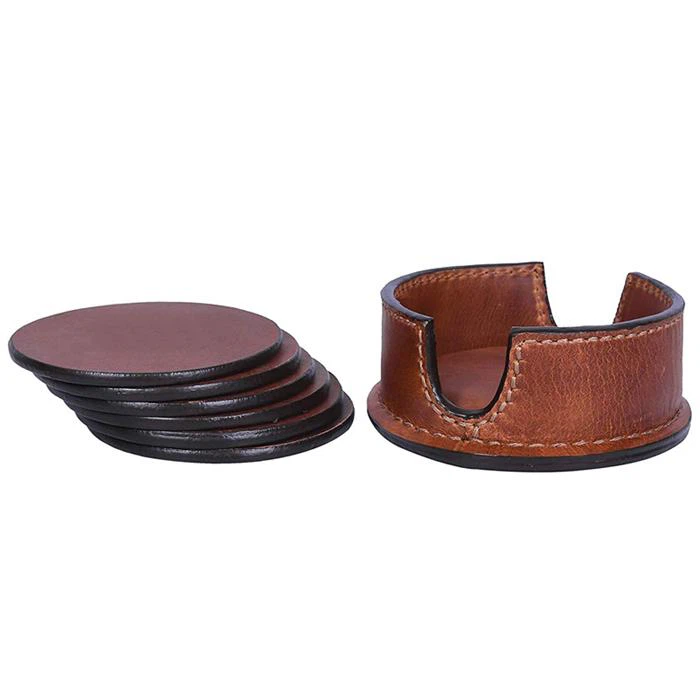 Printed Leather Drink Coasters