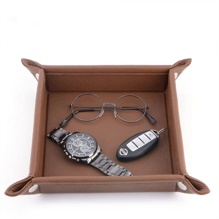 Leather Bedside Organizer Tray